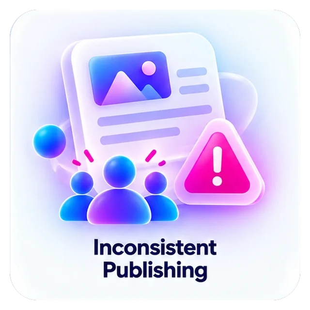 Inconsistent Publishing. Publishing is inconsistent because the team is stretched.